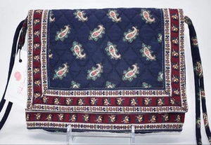 Vintage Vera Bradley Large Elite Crossbody Bag in "Navy- 1991" Pattern - Picture 1 of 12