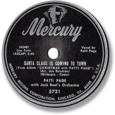 1954 PATTI PAGE Christmas 78 RPM Record. Santa Claus is Coming to Town Foto 1 de 2