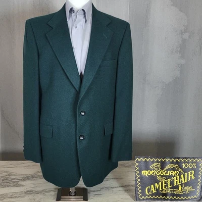 Chaqueta Blazer DiBenedetto Para Hombre 44L Verde Sin Ventilación Cabello Camel Foto 1 de 4