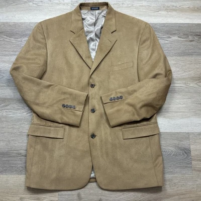 Andrew Fezza Fusion 44R Blazer Jacket Sports Coat 3 Btn Brown Micro fiber suede - Image 1 of 4