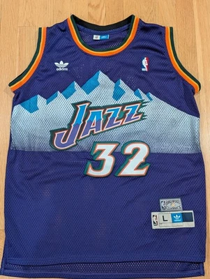 Camiseta Utah Jazz Karl Malone #32 Hardwood Classics grande roxa laranja - Imagem 1 de 4