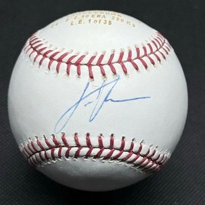 Justin Verlander Early Signed Stat Baseball RL CERTIFICADO DE AUTENTICIDADE Detroit Tigers Houston Astros - Imagem 1 de 3