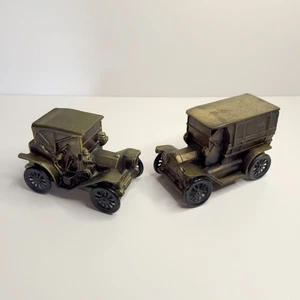 Set of 2 Vintage 5" Brass 1974 Banthrico Chicago Car Coin Banks 1915 & 1900 - Picture 1 of 8