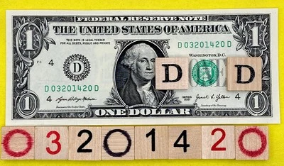 UNC March 2014 20 Birthday Date Note Fancy Serial Number $1 Dollar Bill CRISP FW - Image 1 of 4