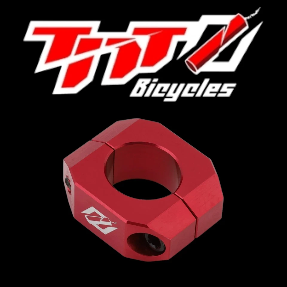 Abrazadera de tija de sillín BMX de doble perno para bicicletas TNT - 25,4 mm roja Foto 1 de 1