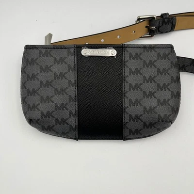 Michael Kors Monogram Belt Bag Fanny Pack Black Gray Adjustable Strap - Image 1 of 4