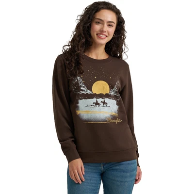 Moletom Wrangler feminino retrô® Scenic Morales marrom toupeira 112368911 - Imagem 1 de 3