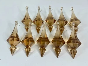 Amber Acrylic Lucite Hanging Jewels Christmas Ornaments Lot Of 10 4” - Picture 1 of 4