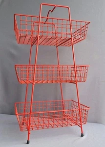 Vintage Mid Century Red Plastic Coated Wire Veg Rack Retro Kitchen Kitsch 70s - Picture 1 of 11