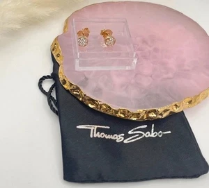 Thomas Sabo Rose Gold Plated 925 Sterling Silver Pave Circle Stud Earrings - Picture 1 of 8