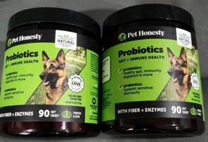 Lot Of 2 Pet Honest Probiotics for Dogs 90ct Dog Probiotic Chews PUMPKIN FLAVOR - Picture 1 of 3