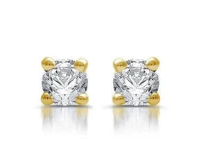 New Brilliance 1/2 Ct T.W. Natural Diamond Studs 10k Yellow Gold Free Shipping - Picture 1 of 4
