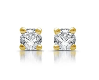 New Brilliance 1/2 Ct T.W. Natural Diamond Studs 10k Yellow Gold Free Shipping - Image 1 of 4