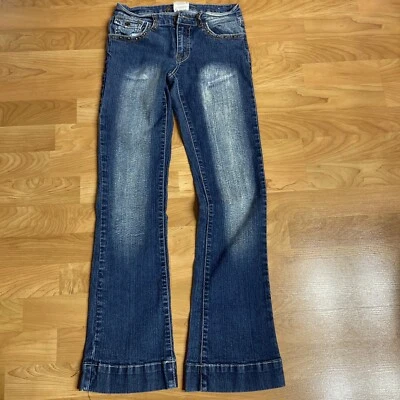 Pantalones de mezclilla Apollo azules bordados bolsillos lavado medio elásticos talla 3/4 para mujer Foto 1 de 4