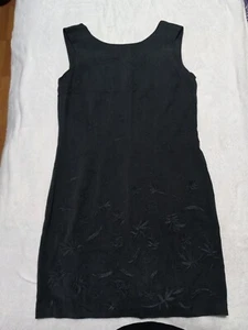 8 Tommy Bahama Silk Sheath Dress Black Sandwash Sleeveless Gray Embroidery New - Picture 1 of 2