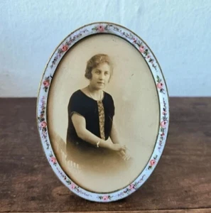 19th Century French Bronze Enamel Flowers Picture Photo Frame c.1880s - Picture 1 of 5