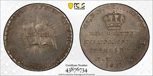 PCGS MS 63 Saxe Weimar Eisenach 1817 Unc Ducat Pattern Silver Coin Bible Germany - Picture 1 of 9