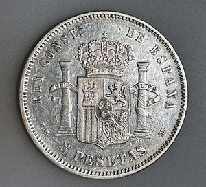 Spain 5 Pesetas 1878 EM-M KM# 676 VF - Picture 1 of 2