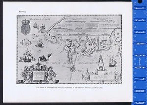 Sea coastes of England, from Scilly to Plymouth Mariners Mirrour (1588) - Print - Picture 1 of 1