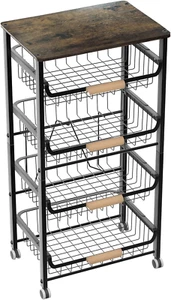 5-Layer Fruit Basket Kitchen Food Storage Organizer and Storage Rack, Stackable - Picture 1 of 6