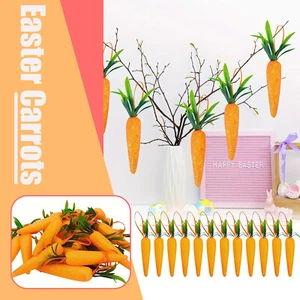 12Pcs Easter Carrot Hanging Ornaments Artificial Foam Glitter Powder Decorations - Picture 1 of 6