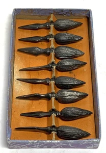 Vintage 8 Pewter Figural Corn Cob Corn Picks Holder in orginal box - Picture 1 of 10