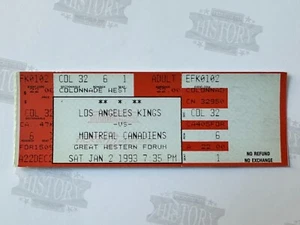 1993 Montreal Canadiens at Los Angeles Kings Ticket 1/2/93 Rob Blake 2G 1A - Picture 1 of 2