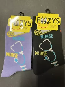Enfermera Enfermería RN Médico Médico Estetoscopio Hospital Foozys Calcetines 2 Pares Para Mujer - Imagen 1 de 1