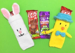 KNITTING PATTERN - Easter Bunny and Chick Kit Kat / Freddo chocolate Holder  - Picture 1 of 1