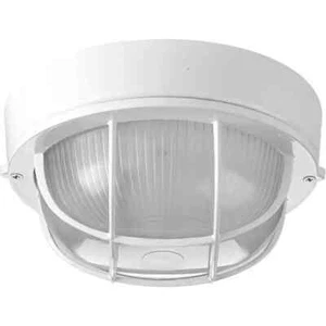 Progress Lighting Bulkheads White Ribbed Glass Modern 8" Flush Mount Light - Picture 1 of 6