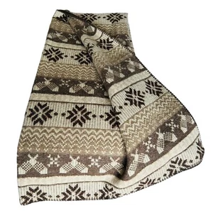 Woolrich Reversible Blanket 60x72 Brown Beige Sand Aztec Nature Made In USA - Picture 1 of 11