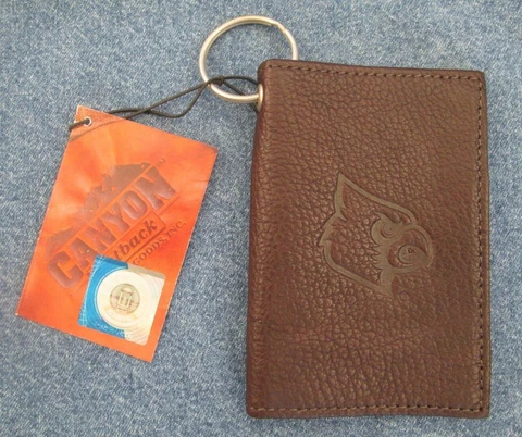 UNIVERSITY of LOUISVILLE Brown Pebbled Leather Cardinal Embossed Bifold  Wallet Cover