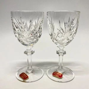 Set 2 bicchieri da vino alti 6” Gorham Crown Point cristallo piombo nuovi con etichette - Foto 1 di 6