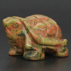 1.5" Turtle Tortoise Natural Gemstone Unakite Crystal Carved Animal Figurine - Picture 1 of 6