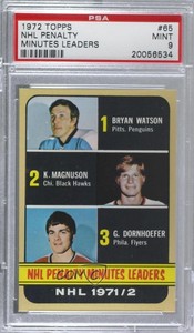 1972-73 Topps Bryan Watson Keith Magnuson Gary Dornhoefer #65 PSA 9 MINT