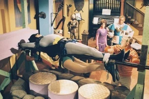 ADAM WEST BURT WARD TIED TO POLE ROASTING ON SPIT BATMAN 24x36 inch Poster - Picture 1 of 1