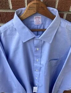 NWT BROOKS BROTHERS TRADITIONAL MEN'S SHIRT LIGHT BLUE 18 1/2  34 - Picture 1 of 5