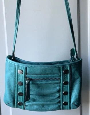 Bandolera de cuero verde azulado B Makowsky Foto 1 de 4