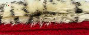 RED & IVORY LEOPARD PRINT Hair On sheepskin Fur  leather 2 skins 23"x30" B8687