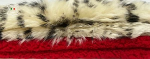 RED & IVORY LEOPARD PRINT Hair On sheepskin Fur  leather 2 skins 23"x30" B8687 - Picture 1 of 7