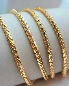 Brazalete italiano de cadena Franco de oro amarillo de 14k con corte de diamante de 3,3 mm 8" 10,12 gramos - Imagen 1 de 5