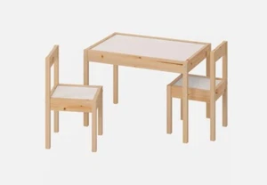 IKEA LÄTT Children's table and 2 chairs, white/pine - NEW - Picture 1 of 4
