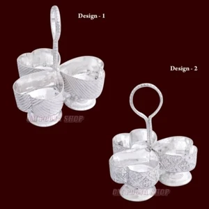 Haldi Kumkum in Silver Container - Heart Shape Love Designer Box OmPoojaShop - Picture 1 of 4