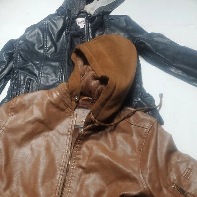 2 Chaquetas con Capucha Niños Poliuretano Negro y Marrón Talla Pequeña Foto 1 de 4