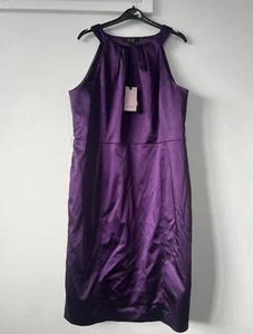 Coast Analee D/S Purple Satin Look Dress BNWT SIZE 18 MSRP $300 -Missing Belt!* - Picture 1 of 12
