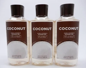 3 BATH & BODY WORKS COCONUT SHOWER GEL WITH COCONUT OIL & COCOA BUTTER 10 oz NEW - Picture 1 of 6