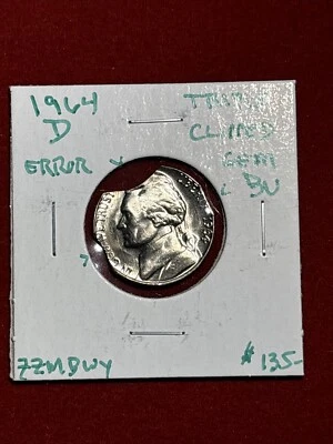 1964 d jefferson nickel error Triple Clip - Image 1 of 4