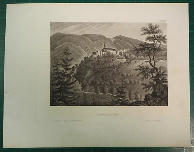 Schwarzburg in Thüringen - originaler Stahlstich aus der Mitte des 19. Jhdt. - Bild 1 von 2