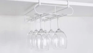 Wine Glass Holder Stemware Rack Hanger Under Cabinet No Drill Bar Kitchen - Picture 1 of 5