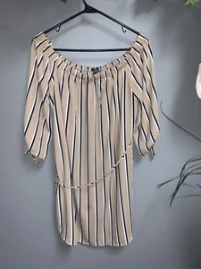 Rue 21 off the shoulder striped Shirt dress NWT sz L - Picture 1 of 4
